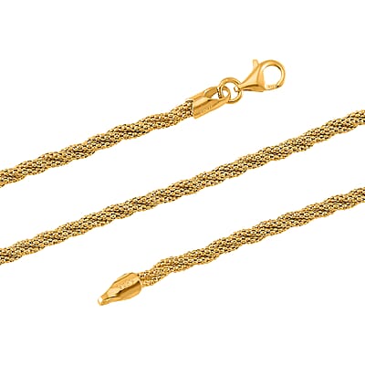 Twist Small Round Hug Chain Necklace in 14K Yellow Gold Over Sterling Silver 7 Grams 20 Inches