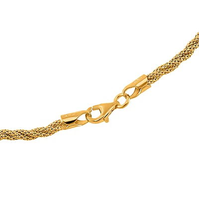 Twist Small Round Hug Chain Necklace in 14K Yellow Gold Over Sterling Silver 7 Grams 20 Inches