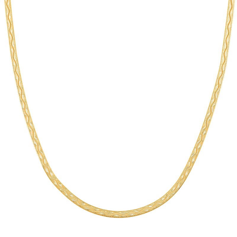 Wave Edge Blade Chain Necklace in 14K Yellow Gold Over Sterling Silver 7.30 Grams 20 Inches