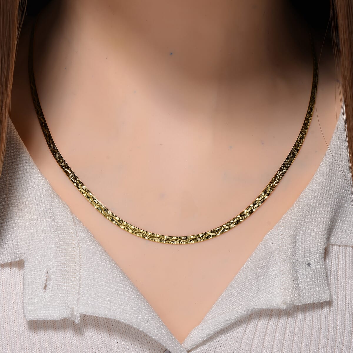 Wave Edge Blade Chain Necklace in 14K Yellow Gold Over Sterling Silver 7.30 Grams 20 Inches image number 1