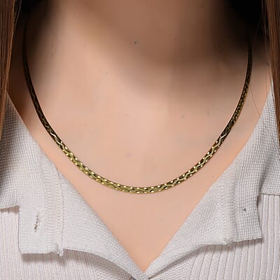 Wave Edge Blade Chain Necklace in 14K Yellow Gold Over Sterling Silver 7.30 Grams 20 Inches
