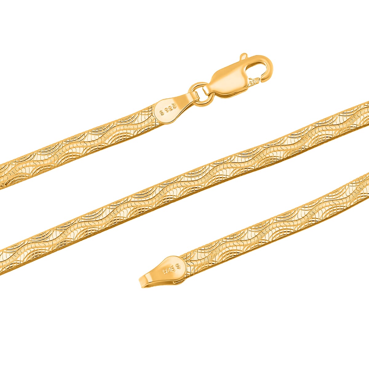 Wave Edge Blade Chain Necklace in 14K Yellow Gold Over Sterling Silver 7.30 Grams 20 Inches image number 3