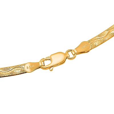 Wave Edge Blade Chain Necklace in 14K Yellow Gold Over Sterling Silver 7.30 Grams 20 Inches