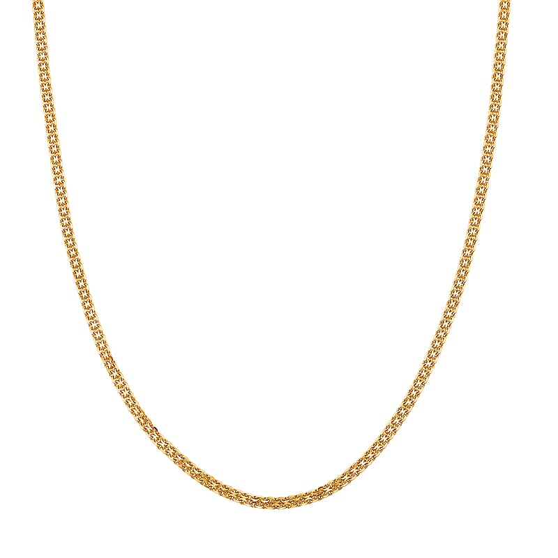 Double Row Track Chain Necklace in 14K Yellow Gold Over Sterling Silver 8.8 Grams 20 Inches