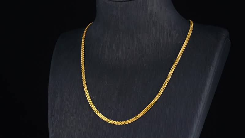 Double Row Track Chain Necklace in 14K Yellow Gold Over Sterling Silver 8.8 Grams 20 Inches