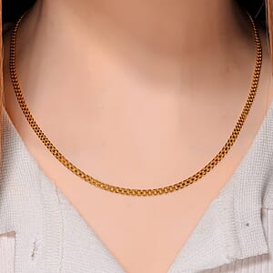 Double Row Track Chain Necklace in 14K Yellow Gold Over Sterling Silver 8.8 Grams 20 Inches