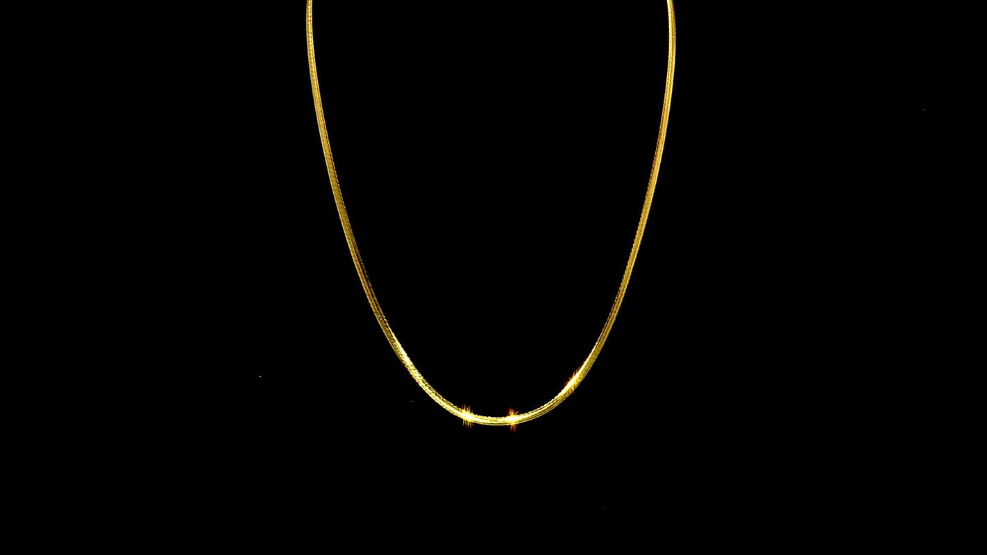 Double Row Track Chain Necklace in 14K Yellow Gold Over Sterling Silver 8.8 Grams 20 Inches