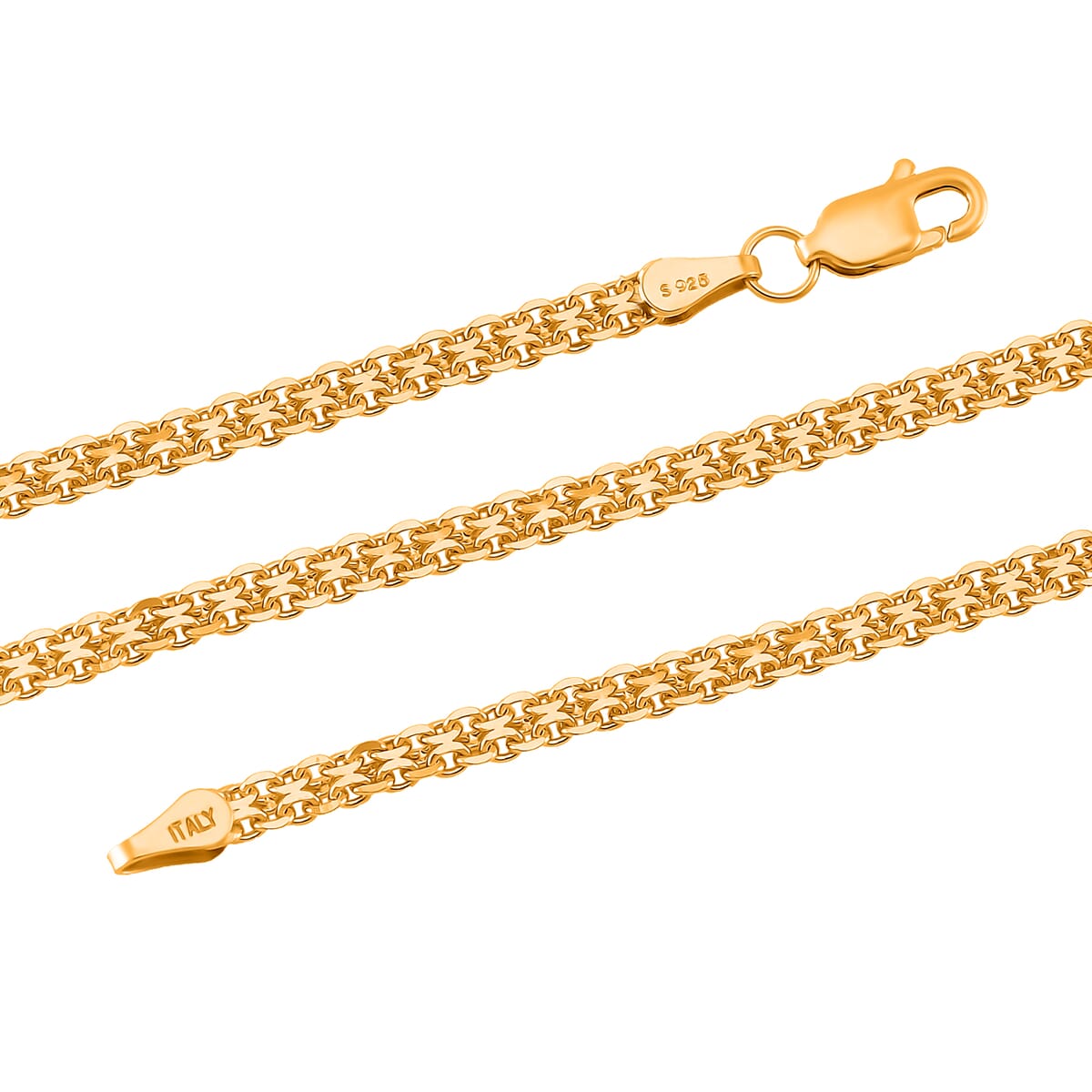 Double Row Track Necklace in 14K Yellow Gold Over Sterling Silver 8.8 Grams 20 Inches image number 3