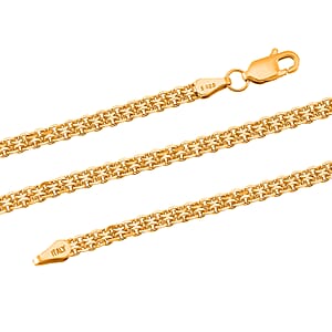 Double Row Track Chain Necklace in 14K Yellow Gold Over Sterling Silver 8.8 Grams 20 Inches