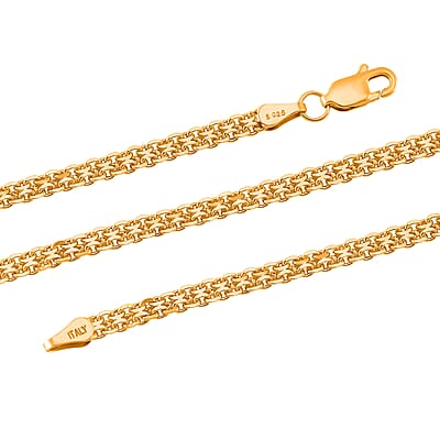 Double Row Track Chain Necklace in 14K Yellow Gold Over Sterling Silver 8.8 Grams 20 Inches