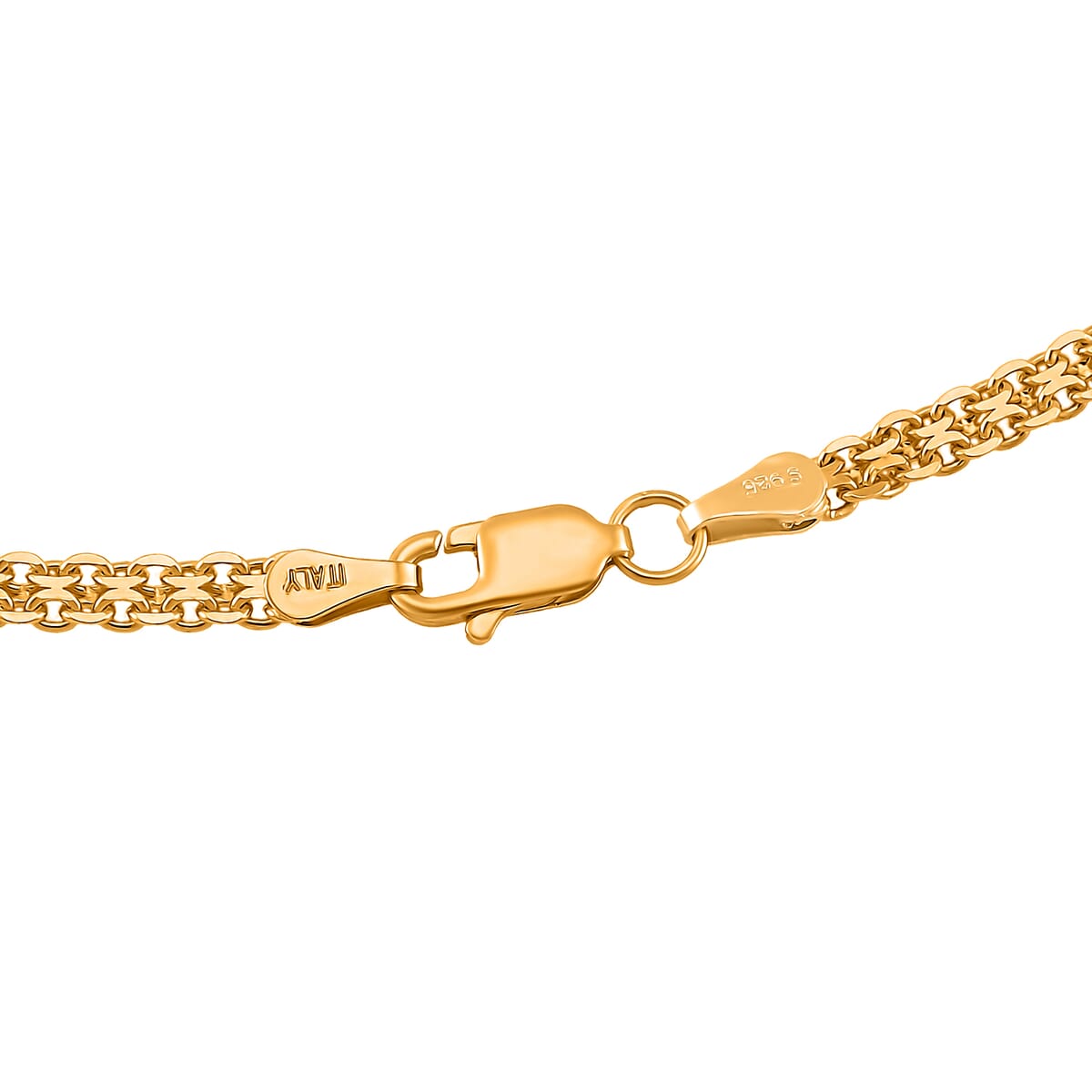 Double Row Track Necklace in 14K Yellow Gold Over Sterling Silver 8.8 Grams 20 Inches image number 4