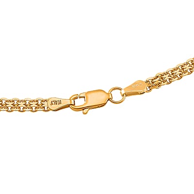 Double Row Track Chain Necklace in 14K Yellow Gold Over Sterling Silver 8.8 Grams 20 Inches