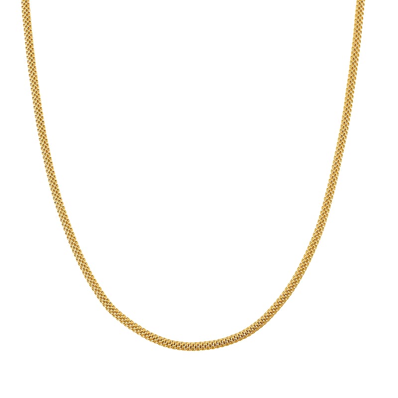Flat Grid Chain Necklace in 14K Yellow Gold Over Sterling Silver 6.4 Grams 20 Inches