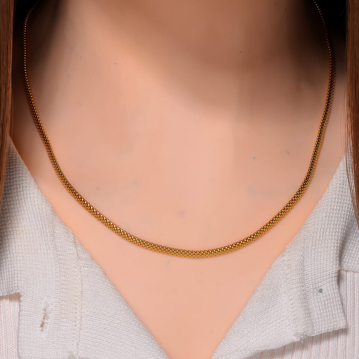 Flat Grid Chain Necklace in 14K Yellow Gold Over Sterling Silver 6.4 Grams 20 Inches image number 1