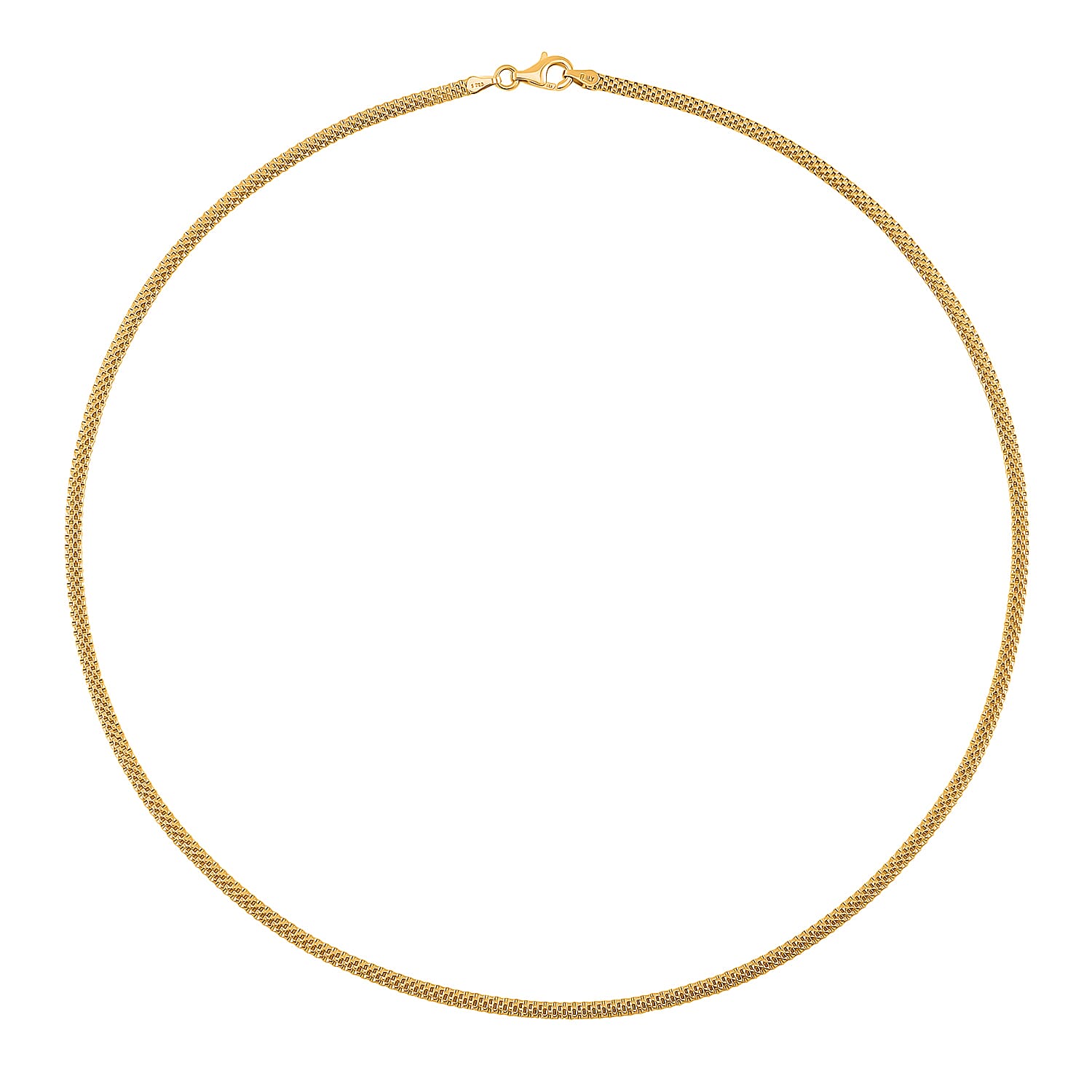 Flat Grid Chain Necklace in 14K Yellow Gold Over Sterling Silver 6.4 Grams 20 Inches