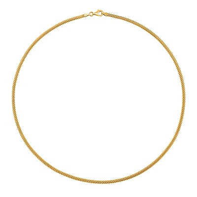 Flat Grid Chain Necklace in 14K Yellow Gold Over Sterling Silver 6.4 Grams 20 Inches