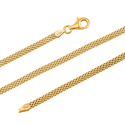 Flat Grid Chain Necklace in 14K Yellow Gold Over Sterling Silver 6.4 Grams 20 Inches