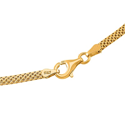 Flat Grid Chain Necklace in 14K Yellow Gold Over Sterling Silver 6.4 Grams 20 Inches