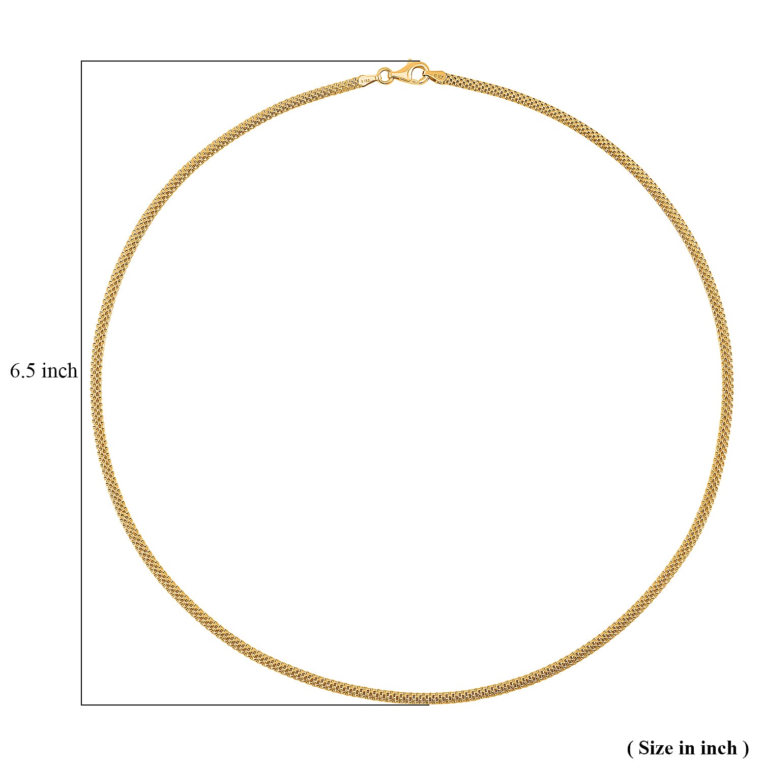 Flat Grid Chain Necklace in 14K Yellow Gold Over Sterling Silver 6.4 Grams 20 Inches