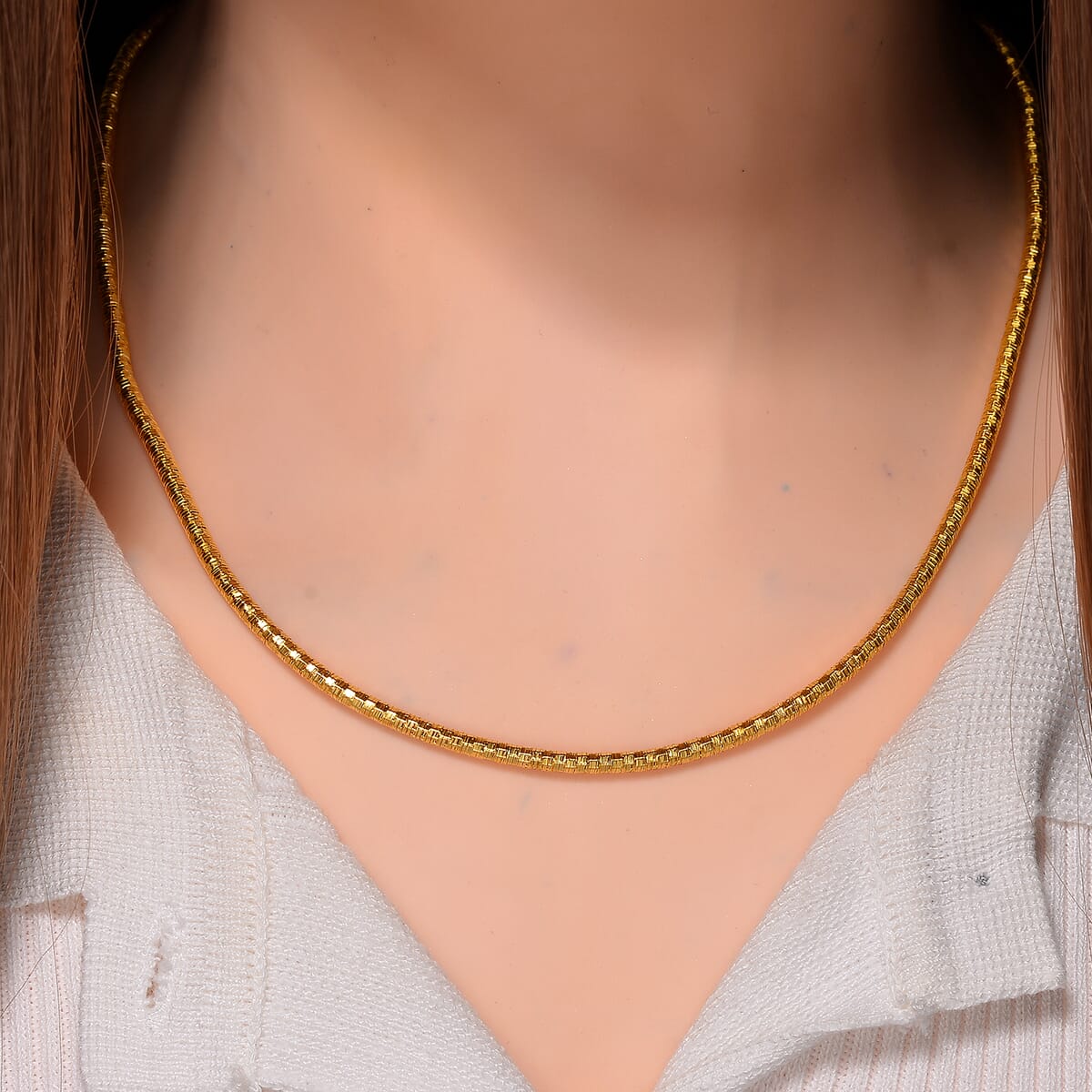 Embossed Wire Chain Necklace in 14K Yellow Gold Over Sterling Silver 10 Grams 20 Inches image number 1