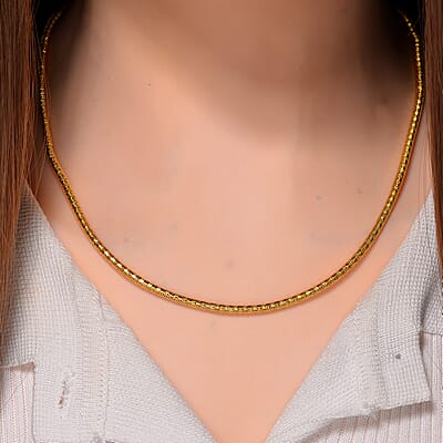 Embossed Wire Chain Necklace in 14K Yellow Gold Over Sterling Silver 10 Grams 20 Inches