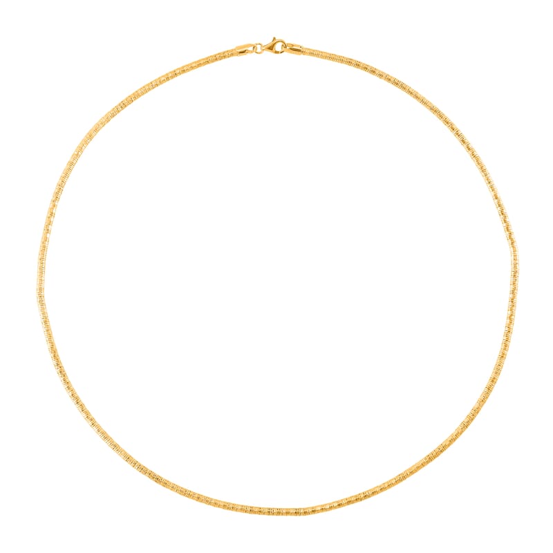 Embossed Wire Chain Necklace in 14K Yellow Gold Over Sterling Silver 10 Grams 20 Inches