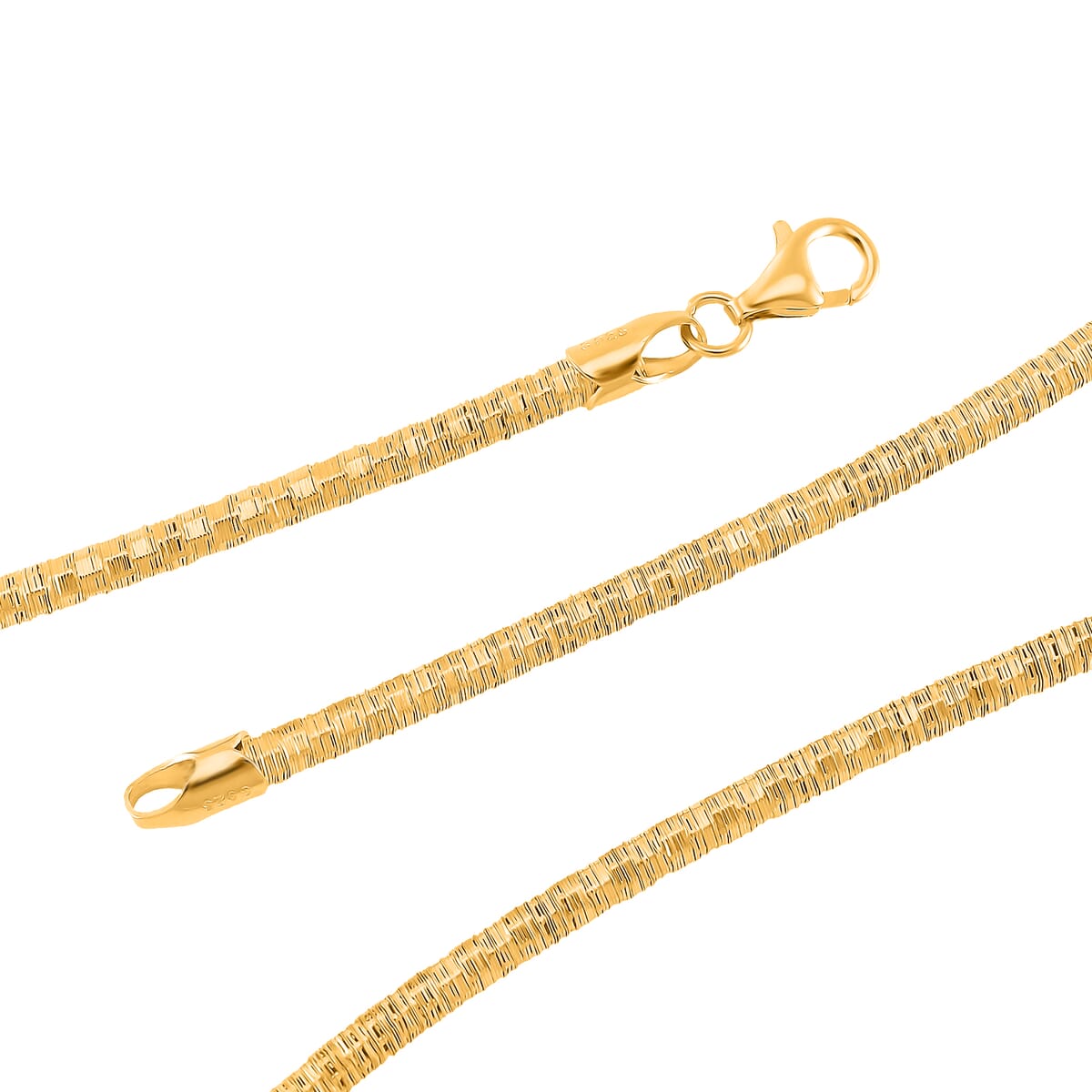 Embossed Wire Chain Necklace in 14K Yellow Gold Over Sterling Silver 10 Grams 20 Inches image number 3