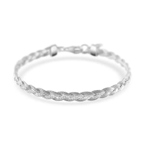 Flat Mesh Chain Bracelet in Rhodium Over Sterling Silver (7-8In) 5 Grams