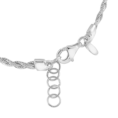 Flat Mesh Chain Bracelet in Rhodium Over Sterling Silver (7-8In) 5 Grams