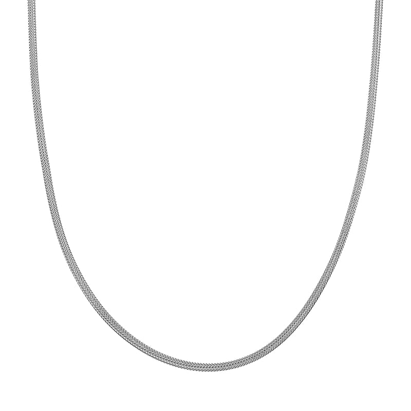 3mm Diagonal Wire Chain Necklace in Rhodium Over Sterling Silver 9.80 Grams 20 Inches