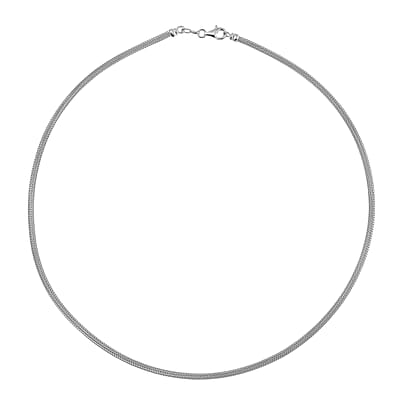 3mm Diagonal Wire Chain Necklace in Rhodium Over Sterling Silver 9.80 Grams 20 Inches
