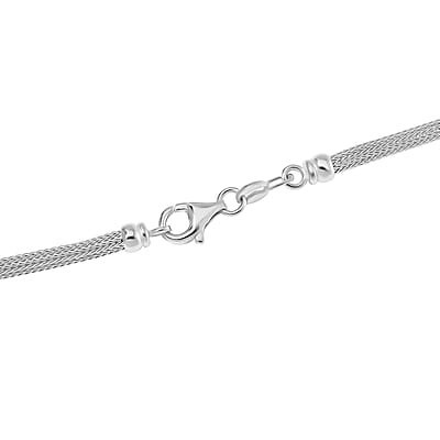 3mm Diagonal Wire Chain Necklace in Rhodium Over Sterling Silver 9.80 Grams 20 Inches