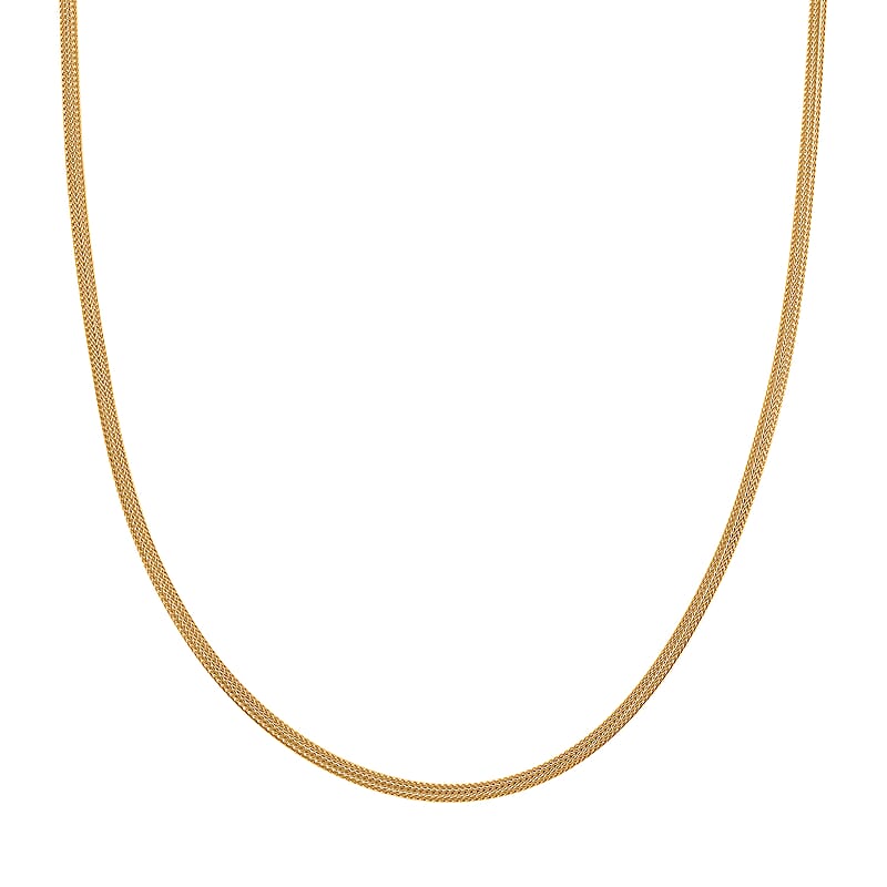 3mm Diagonal Wire Chain Necklace in 14K Yellow Gold Over Sterling Silver 9.80 Grams 20 Inches