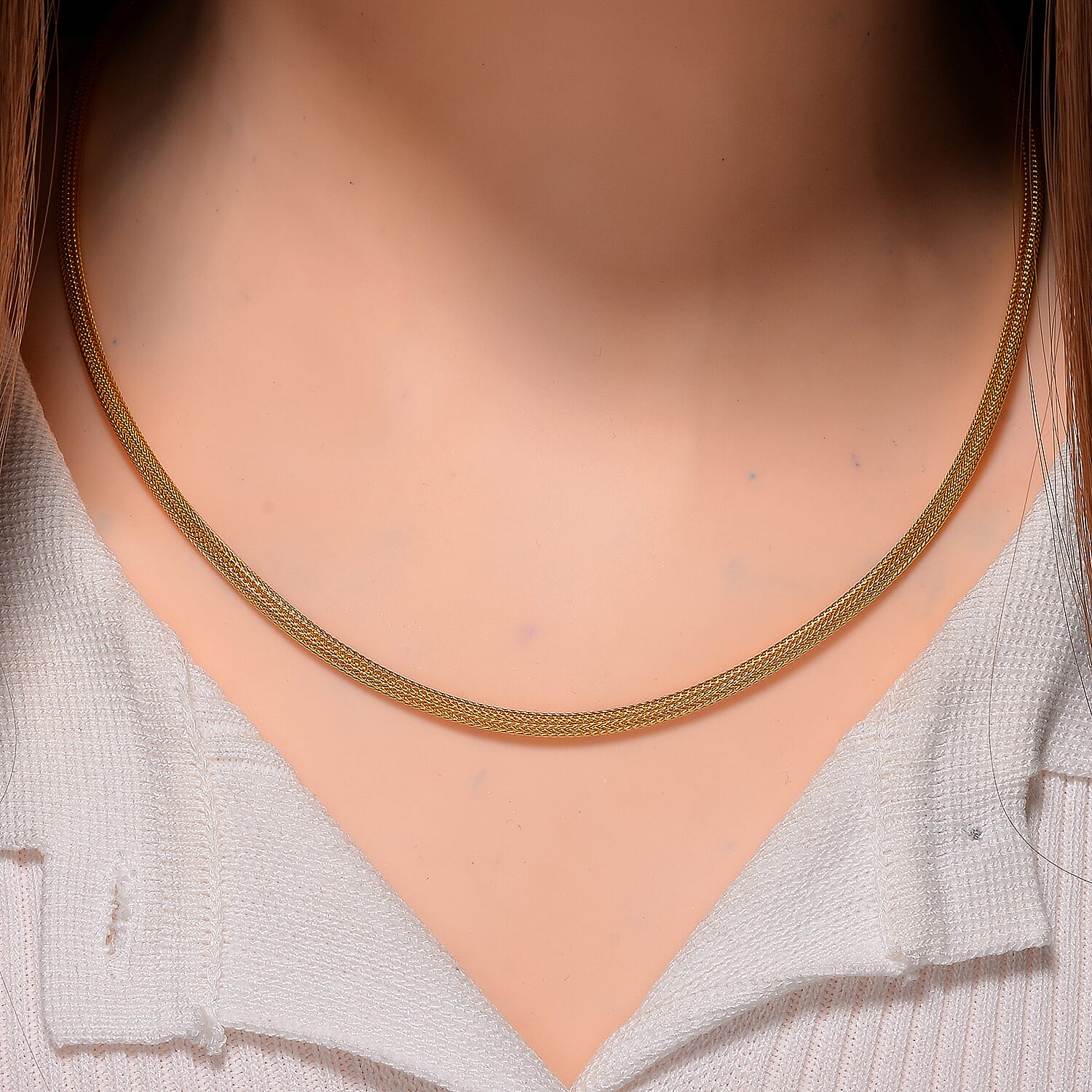 3mm Diagonal Wire Chain Necklace in 14K Yellow Gold Over Sterling Silver 9.80 Grams 20 Inches