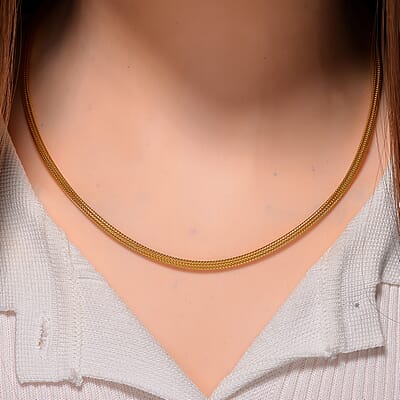 3mm Diagonal Wire Chain Necklace in 14K Yellow Gold Over Sterling Silver 9.80 Grams 20 Inches