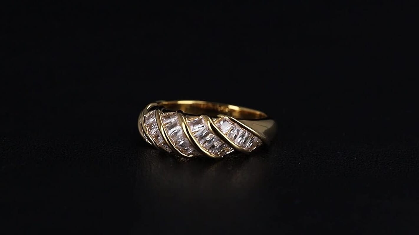 Simulated Diamond Band Ring in Goldtone (Size 10.0)