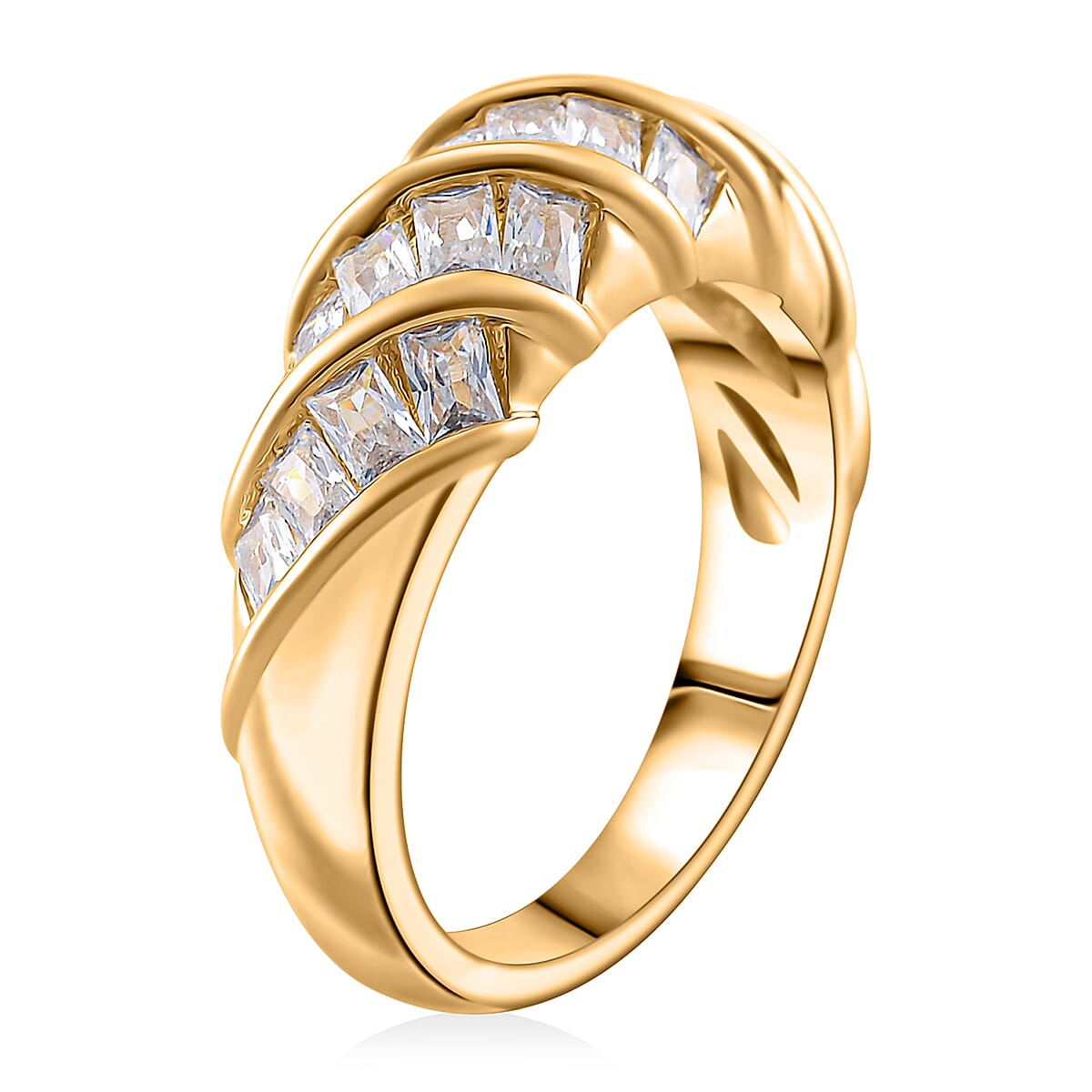 Simulated Diamond Band Ring in Goldtone (Size 6.0)