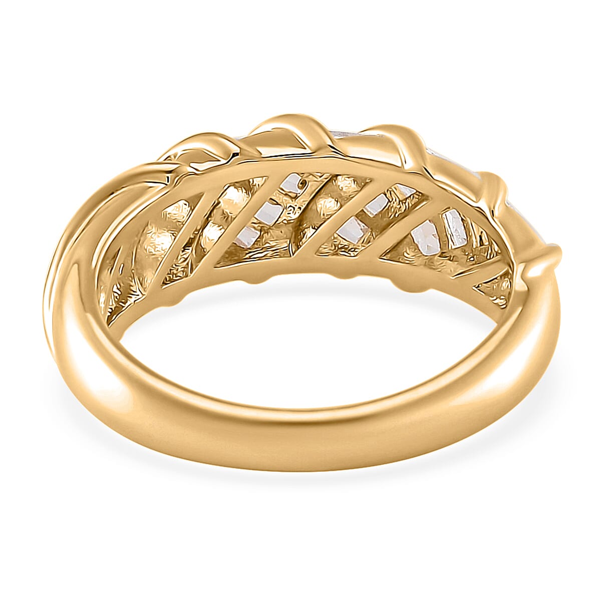 Simulated Diamond Band Ring in Goldtone (Size 6.0)