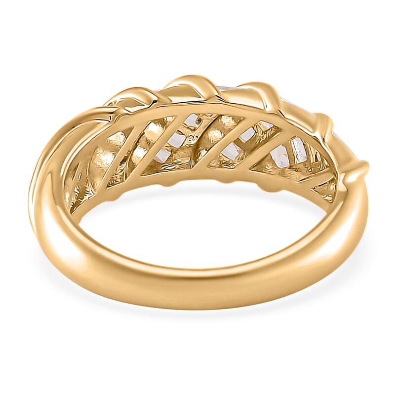 Simulated Diamond Band Ring in Goldtone (Size 6.0)