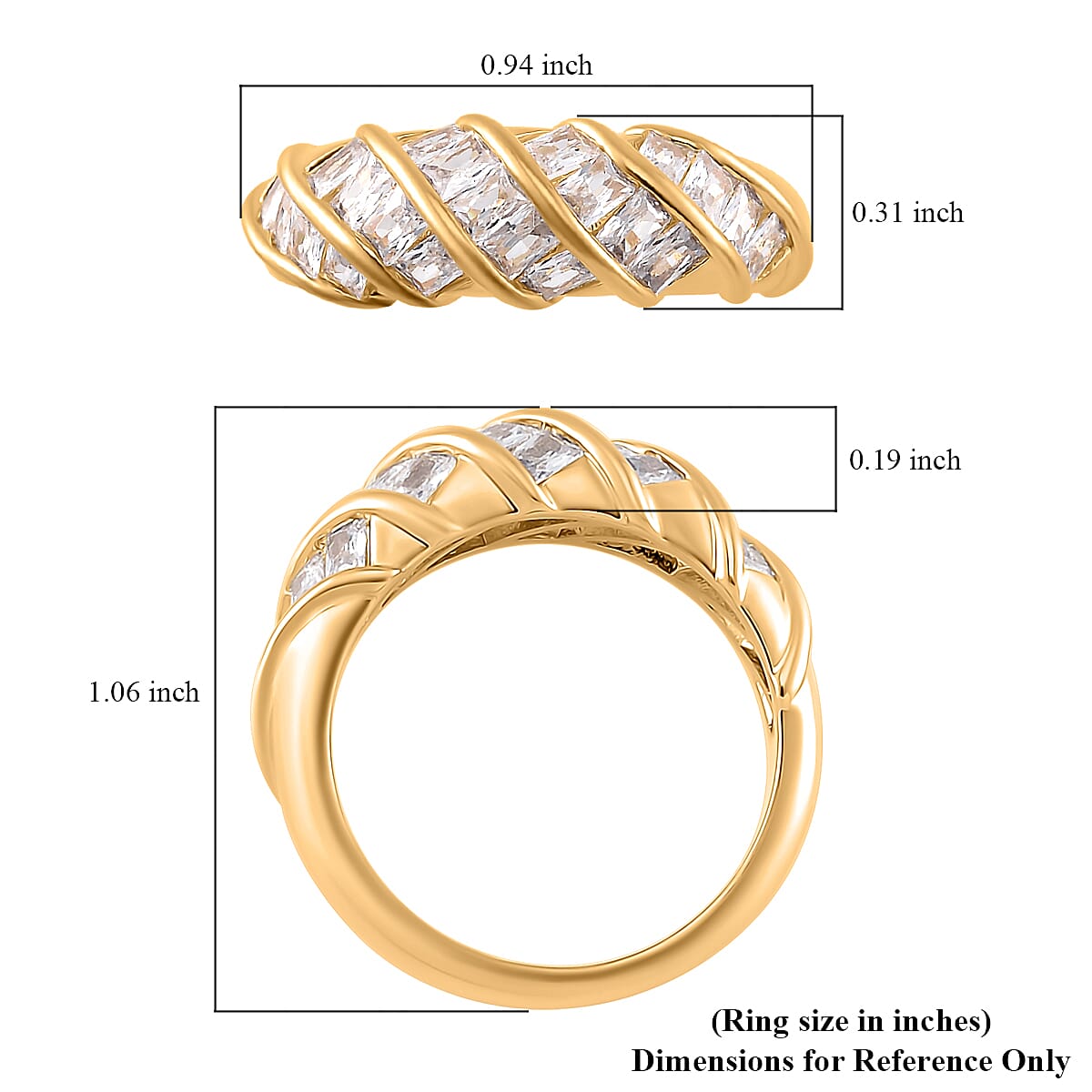 Simulated Diamond Band Ring in Goldtone (Size 6.0)