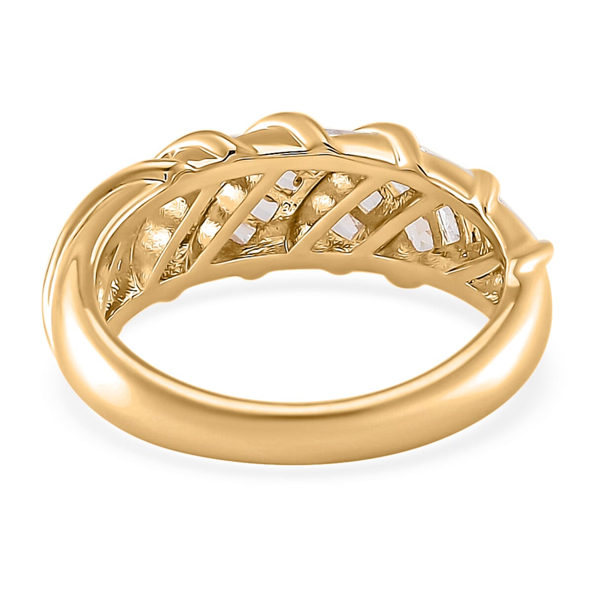 Simulated Diamond Band Ring in Goldtone (Size 7.0) image number 3