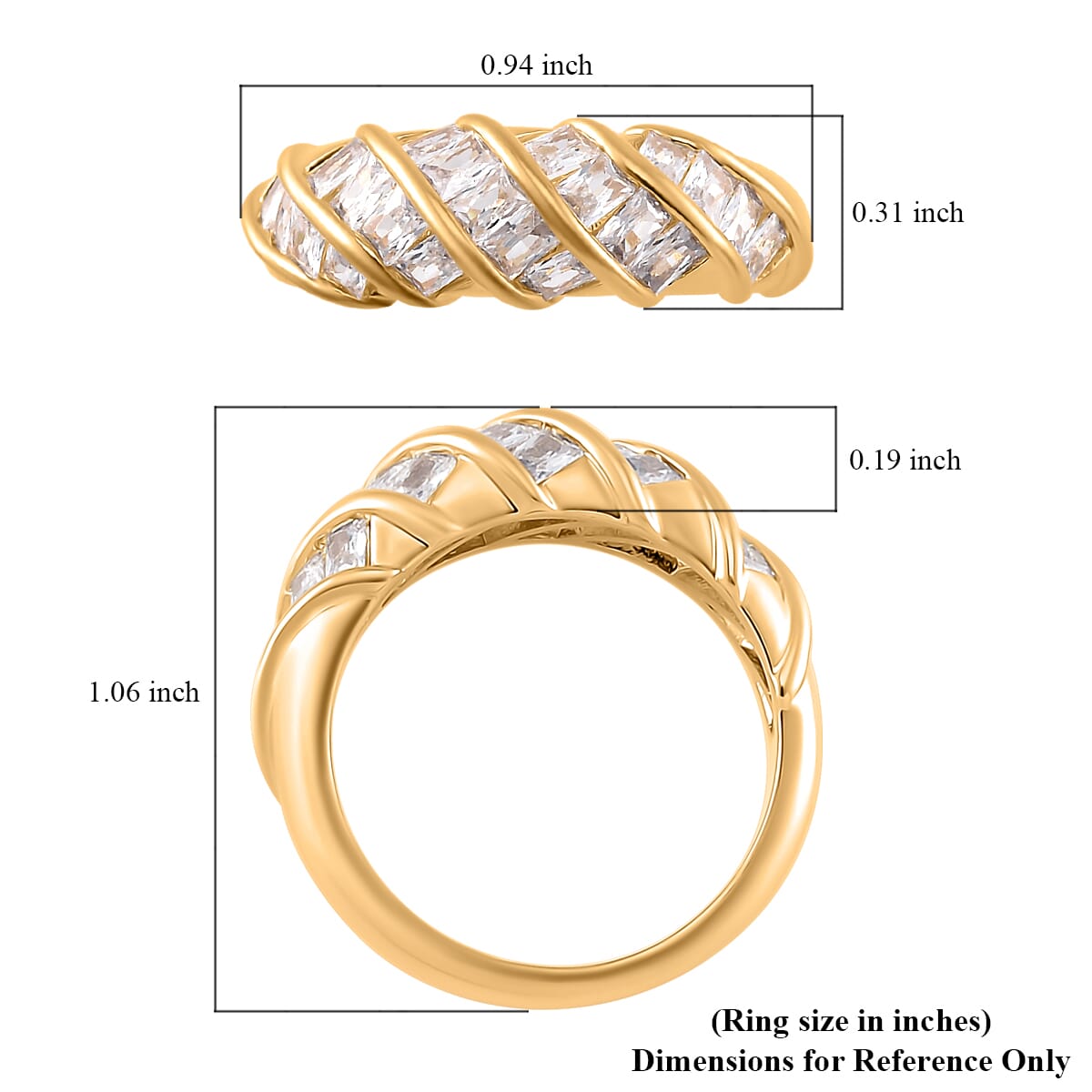 Simulated Diamond Band Ring in Goldtone (Size 7.0) image number 4