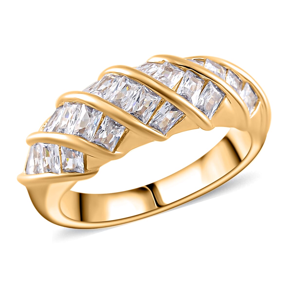 Simulated Diamond Band Ring in Goldtone (Size 8.0) image number 0