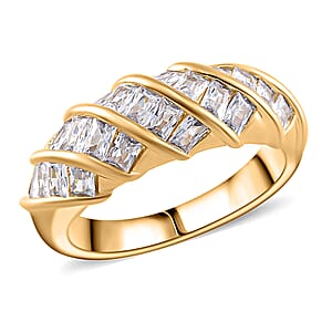 Simulated Diamond Band Ring in Goldtone (Size 9.0)