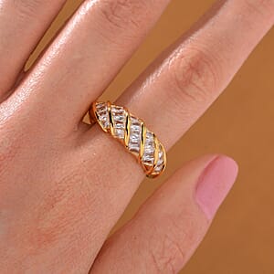 Simulated Diamond Band Ring in Goldtone (Size 9.0)