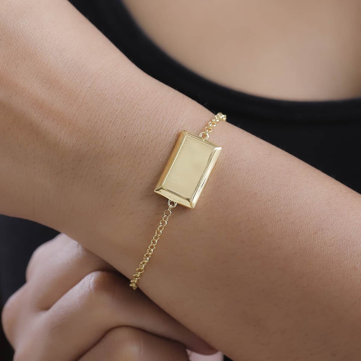 Bar Bracelet in 18K Yellow Gold Over Sterling Silver (6.5-8.0In) 3.80 Grams image number 2