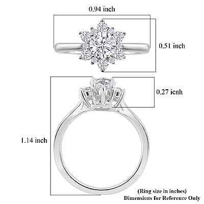 Simulated Diamond Starburst Ring in Silvertone (Size 10.0)
