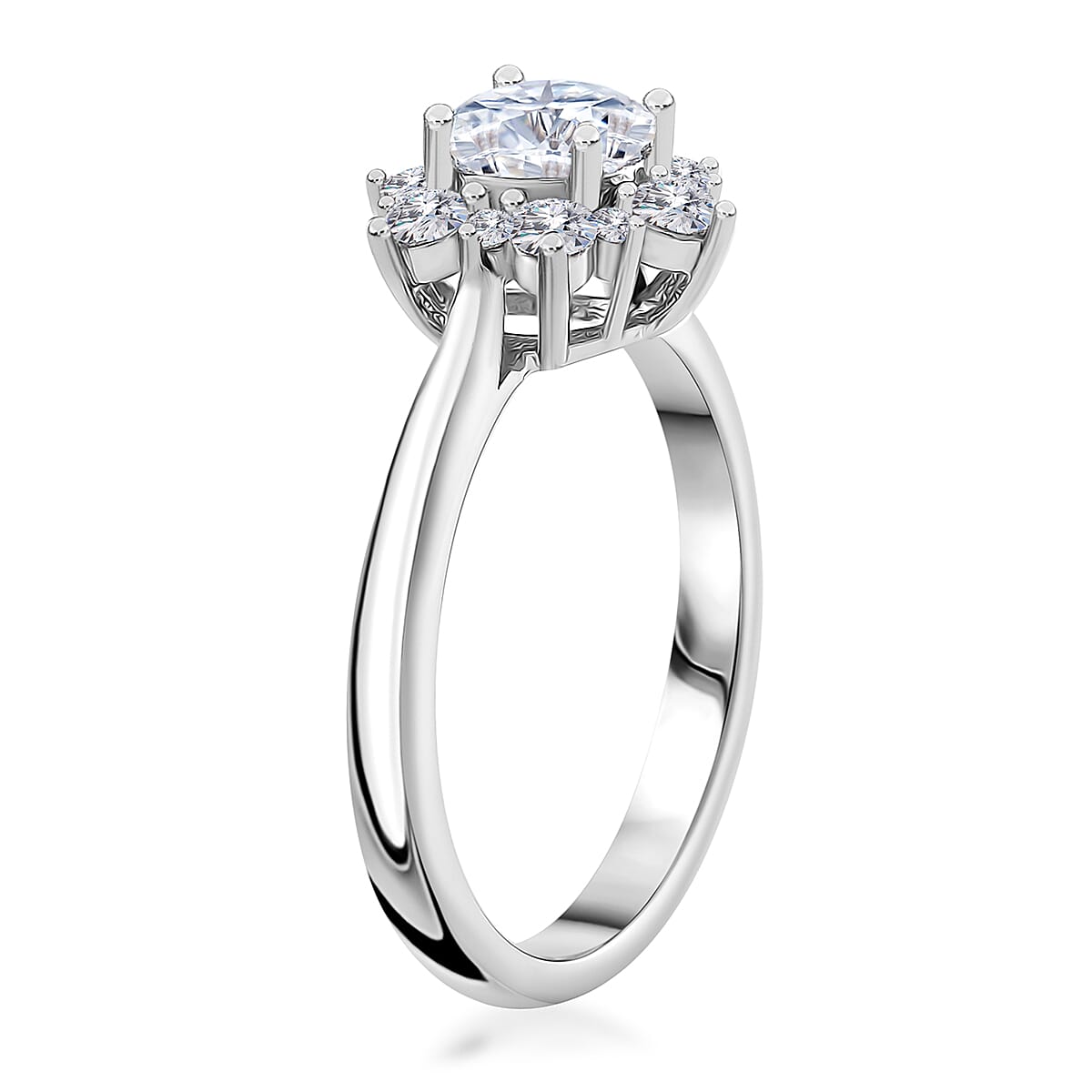 Simulated Diamond Starburst Ring in Silvertone (Size 6.0) image number 2