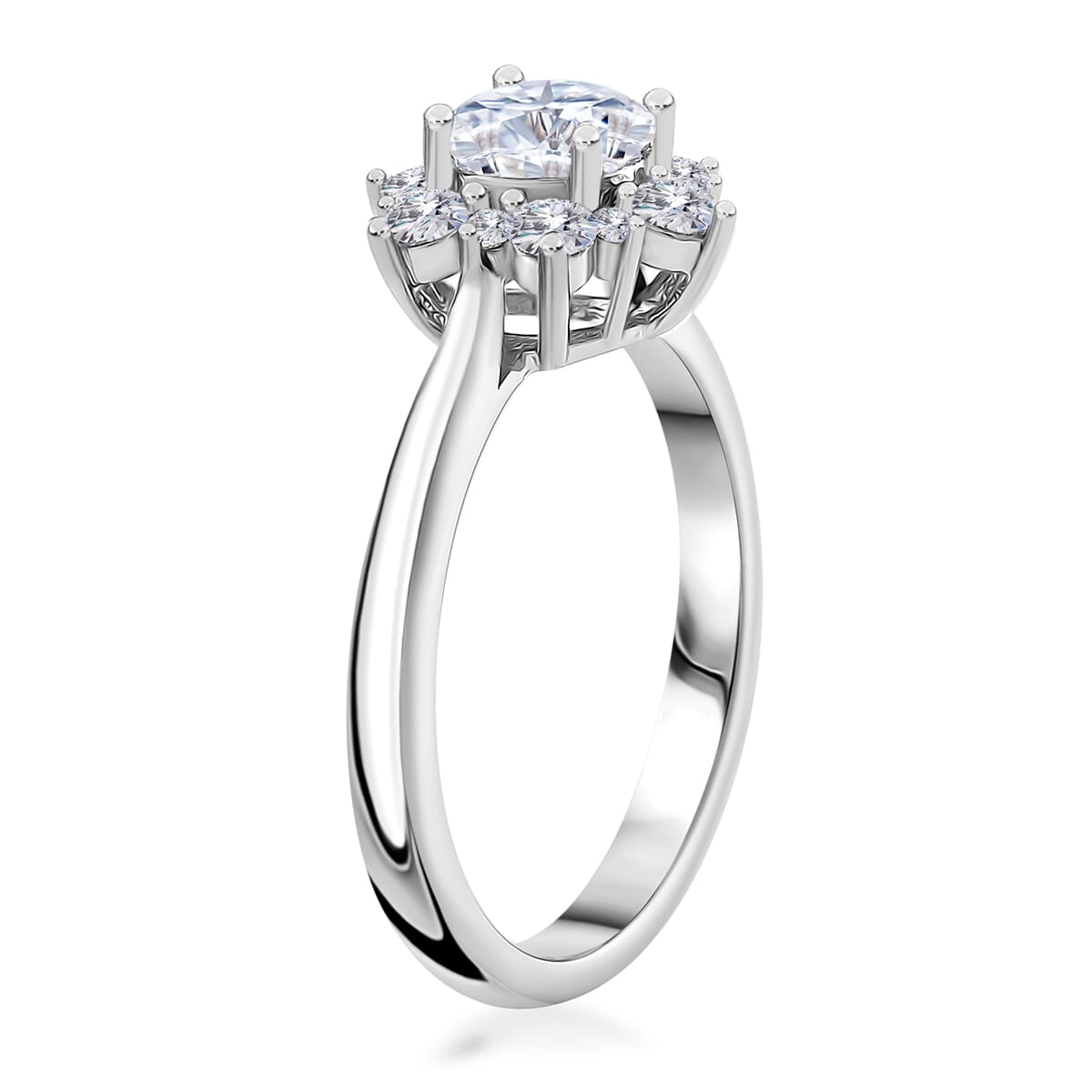 Simulated Diamond Starburst Ring in Silvertone (Size 8.0) image number 2
