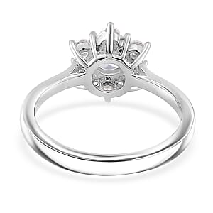 Simulated Diamond Starburst Ring in Silvertone (Size 8.0)